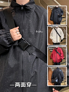 JK9026/P70秋装两面穿休闲男外套宽松情侣运动ins百搭夹克两面服图片