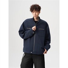 26春装高品质老钱风立领夹克外套男女美式潮牌拉链工装风宽松上衣，男装夹克，电商A486