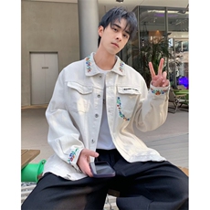 美式潮牌刺绣牛仔夹克男2024新款，男装夹克，星座716-4