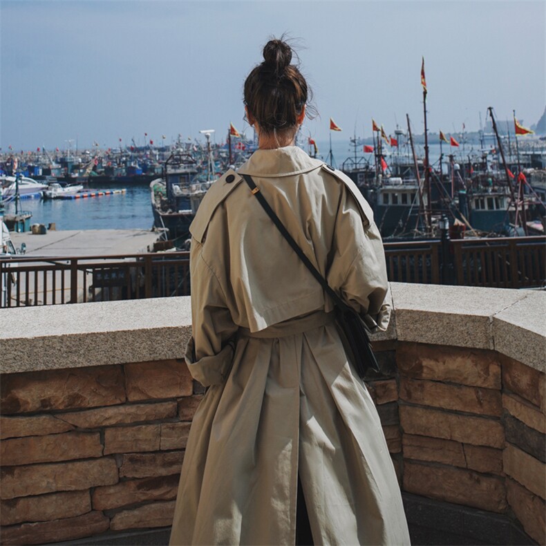 现货2021春秋季新款内包黑条风衣225-2015-P145（控198），女装风衣，浙宝225