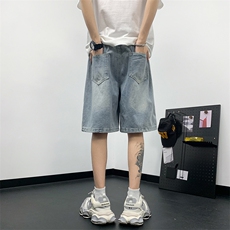 夏季新款松紧腰短裤男款拉链设计感工装牛仔薄款短裤，男装牛仔裤，星座410-6（原星座1304-1）