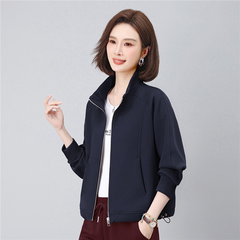 长期有货休闲百搭立领卫衣开衫短外套女2026春秋新款妈妈夹克上衣,女装卫衣/绒衫,璐依舞