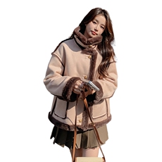 2023年冬季皮毛一体外套女加厚加绒，女装短外套，秋水欣儿