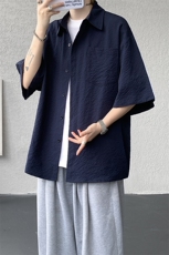 8XL-M泡泡纱盐缩肌理短袖衬衫男夏季冰丝外套防晒衬衣DC28011P36，男装衬衫，电商B312