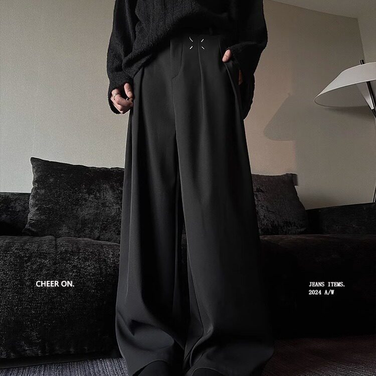 K335-P34立体解构小众设计垂坠感阔腿裤男女直筒休闲裤,男装休闲裤,电商B323A