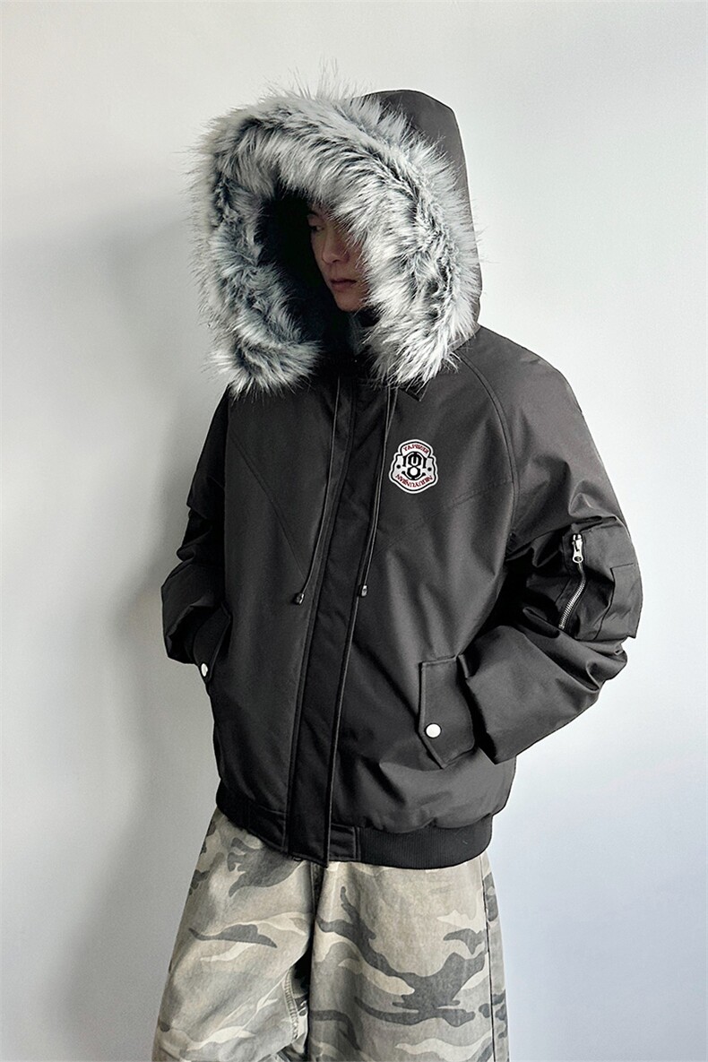 夹棉加厚棉衣烫花可拆卸毛领百搭工装派克服DT53085-TP120208,男装棉衣,电商A102