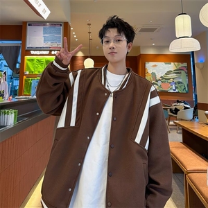 棒球服夹克男士韩版潮流宽松百搭拼色帅2024冬季ins外套W6249-P60图片
