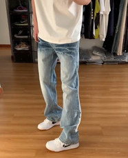 【现货特P】春装cleanfit牛仔裤男款裂纹美式高街裤子，男装牛仔裤，星座610A
