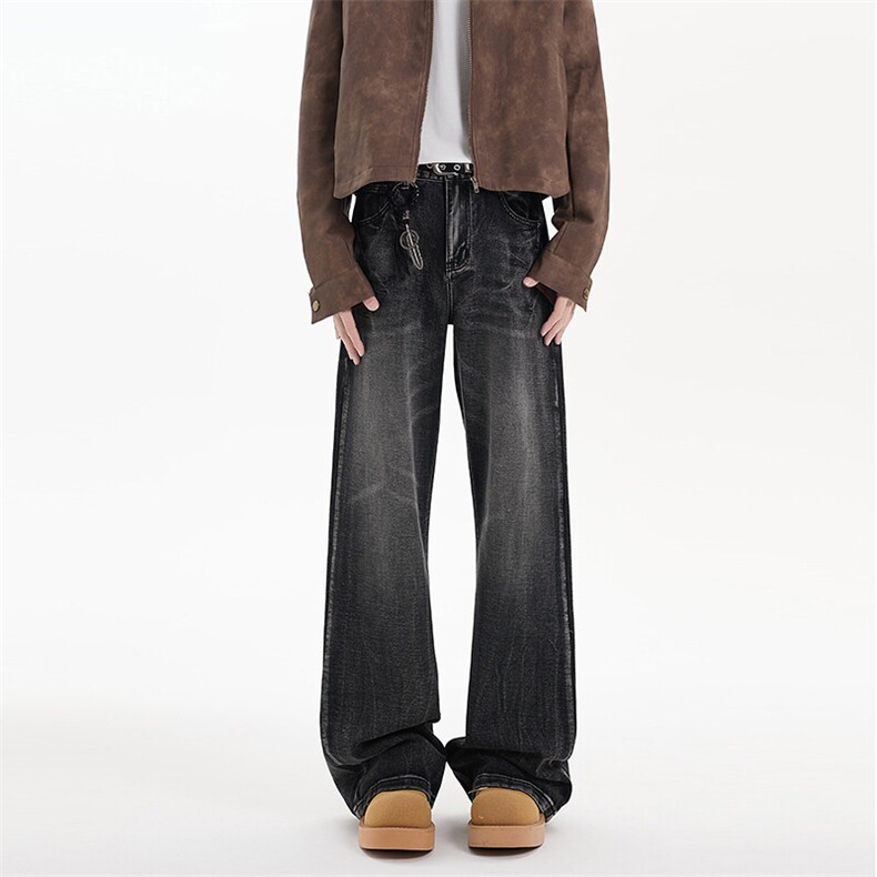春季美式ins高街hiphop重工艺水洗直筒牛仔裤货号K2593P55，男装牛仔裤，电商A063
