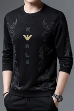 2023春秋季新品韩版圆领字母印花长袖上衣男潮牌简约中年休闲卫衣，男装卫衣，电商B212（原钱塘6029）