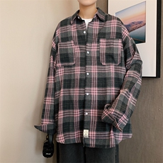 2025秋冬港风长袖格子衬衫学生衬衣校服班服CS2000/特P28粉红2，男装衬衫，电商A094