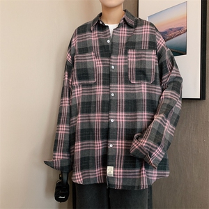 2025秋冬港风长袖格子衬衫学生衬衣校服班服 CS2000/特P28 粉红2图片
