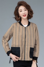 2021春秋季时尚文艺短外套条纹撞色拼接宽松休闲百搭舒适女，女装短外套，余墨