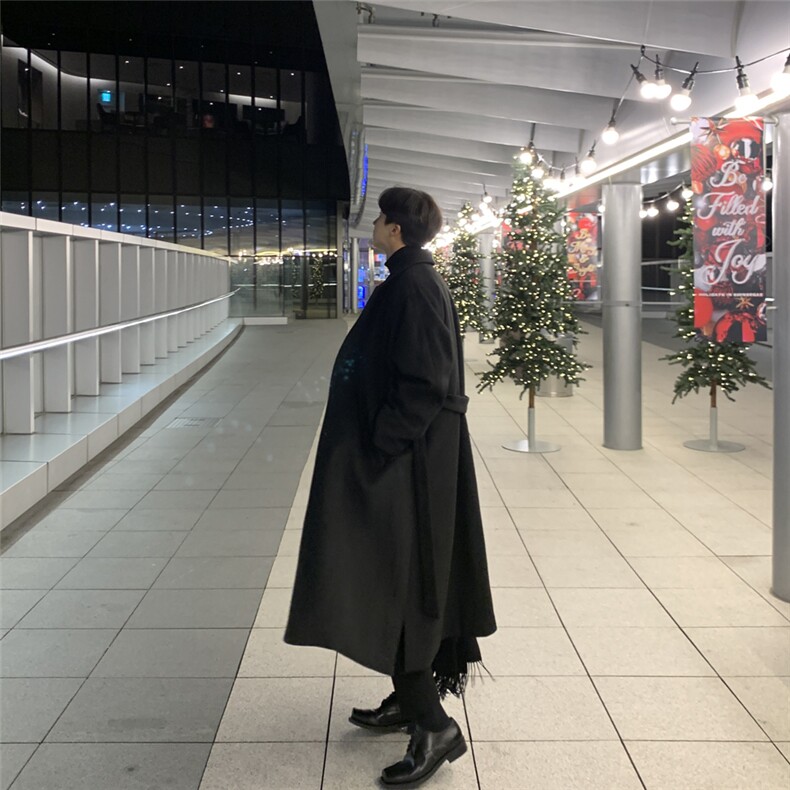 英伦雅痞男装毛呢外套高级感韩系慵懒风呢大衣中长款秋冬dk风衣,男装风衣,星座710