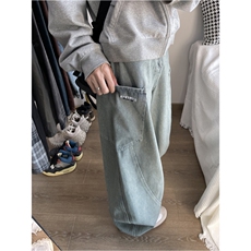 XZ-221-5/K4510/P58美式廊形阔腿竖条纹大口袋弯刀裤牛仔裤，男装牛仔裤，星座221-5