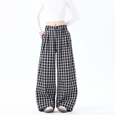K181男女休闲排扣设计阔腿裤拖地格子裤XZ402-2特批40无差价货足，男装休闲裤，星座402-2