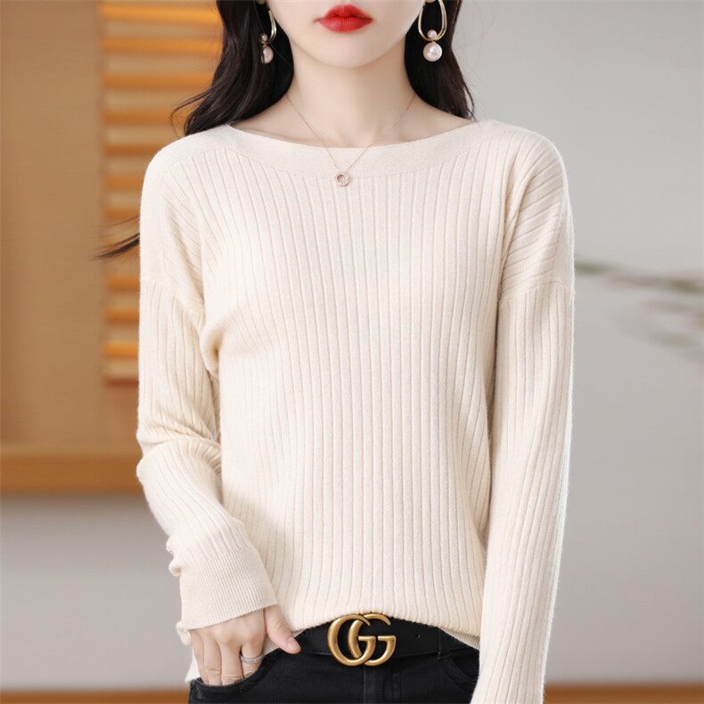 秋冬季新款女时尚百搭显瘦简约显瘦纯色针织衫，女装针织衫/毛衣，春韵羊绒