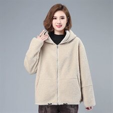 2021秋冬新款皮毛一体宽松显瘦休闲外套，女装毛呢外套，叶笙衣