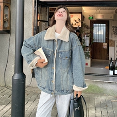 新品大货主推款仿水貂毛牛仔派克服保暖外套,719-P205-K308，女装短外套，2C075