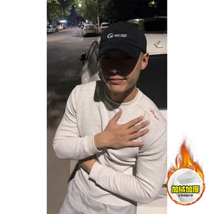 重磅加绒硬挺boxy男女美式高街蜂窝华夫格刺绣圆领长袖卫衣打底衫图片