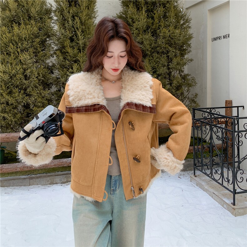 秋冬新款 短款拼接皮毛外套2C153-721-P205K308图片