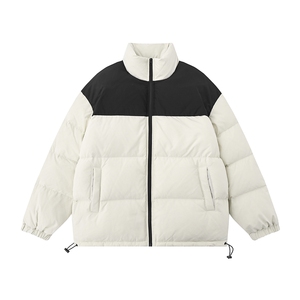 白底平铺可二开 拼接撞色休闲立领情侣棉服A247-MY250特批50图片