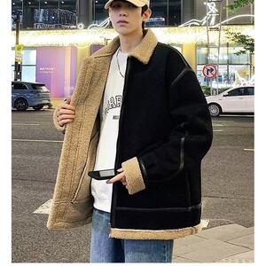 新款麂皮绒美式翻领夹克外套男士秋冬季加厚潮牌颗粒绒棉衣男图片