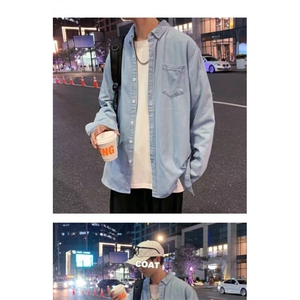 1506/QY0060/P43日系港风ins宽松衬衣男生夏季潮流百搭休闲外套图片