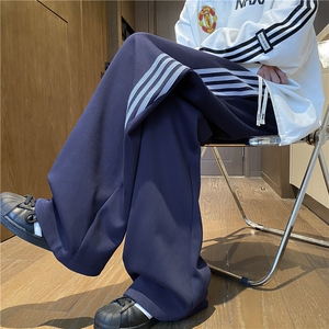 秋季新款美式运动斜杠条纹宽松休闲卫裤B315-K25613-特p40控78图片