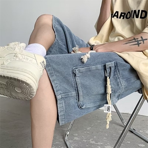 美式工装牛仔短裤男夏季薄款牛仔裤D5002P38