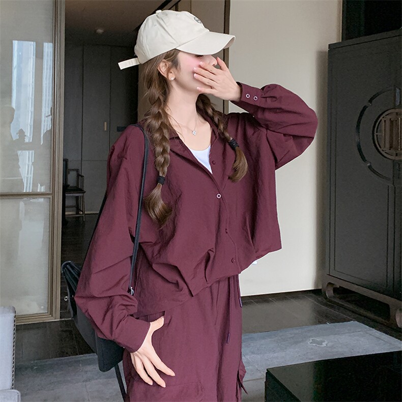 休闲时尚套装女2025春季新款高级感显瘦工装阔腿裤两件套,女装套装/套裙,纯色衣恋