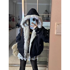 现货高品质美式高街冬季重磅硬挺短款座山雕毛领棉衣男女加厚外套，男装棉衣，电商A486