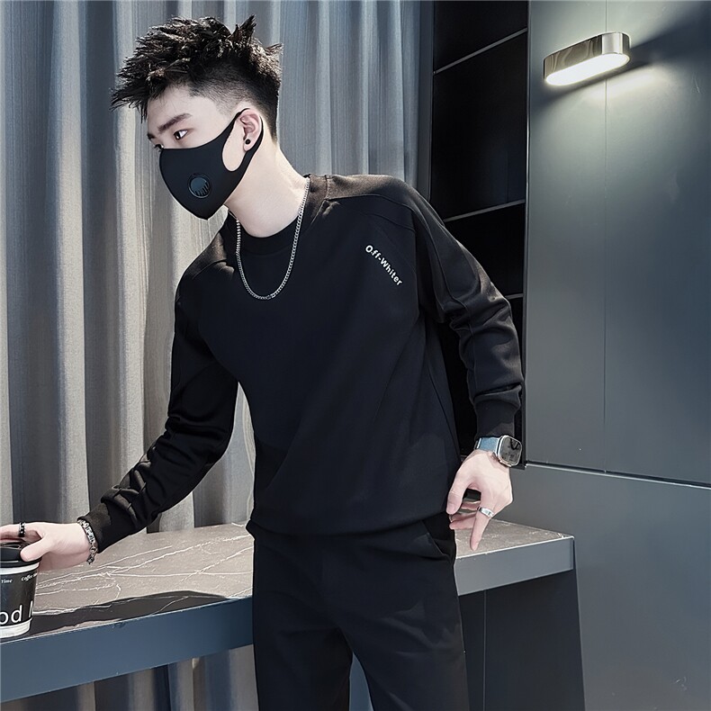 简约休闲圆领卫衣男社会小伙店主风301C-WY66-P58控88图片