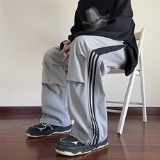 KP852P50港风宽松休闲裤直筒拖地裤拼接三条杠束脚裤卫裤，男装休闲裤，星座1204-3
