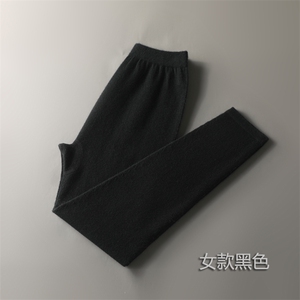 新款女款黑色羊绒无缝裤 秋冬保暖柔软贴肤 高腰显瘦打底裤图片