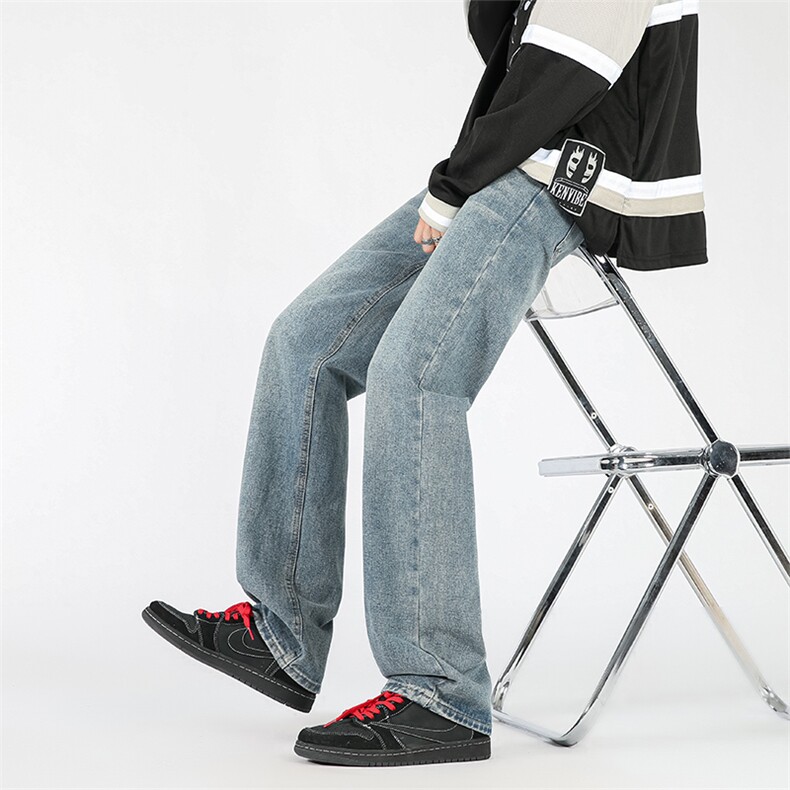 现货！vibe美式复古牛仔裤男水洗高街直筒裤子A080-9601-P40控68,男装牛仔裤,电商A080