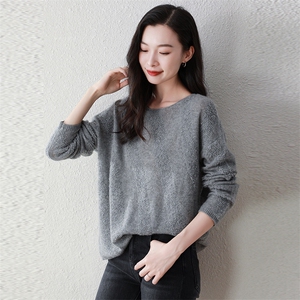 100%纯山羊绒秋冬新款时尚一字领斜条纹羊绒衫百搭上衣女图片