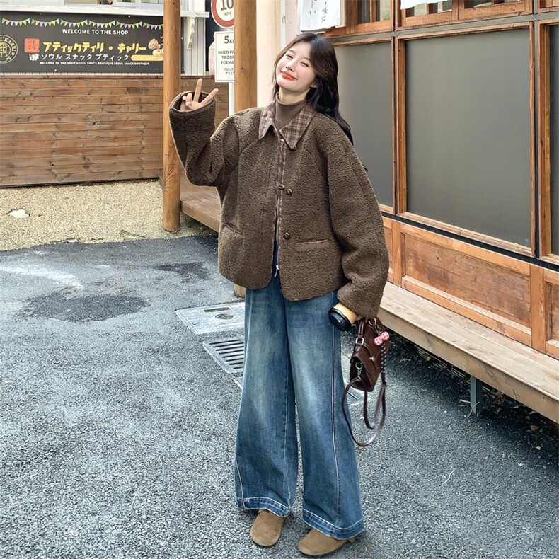 ，数据好！皮毛一体拼接羊羔毛外套8878P205K308,女装棉衣/棉服,2C201