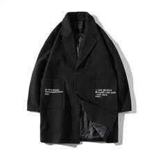 【】A003-HF010-P50冬装新款中长款口袋翻领大衣蒙马特1，男装毛呢大衣，电商A003