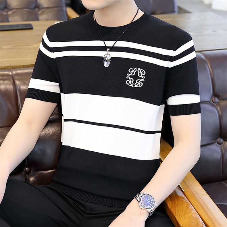 夏季新款中年男士短袖t恤薄款男装时尚休闲修身打底衫上衣服体恤,男装T恤,电商B212（原钱塘6029）