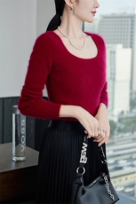 2024秋冬新款时尚优雅羊绒衫修身显瘦百搭上衣，女装羊绒衫，百越羊绒