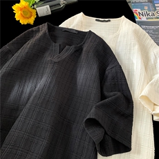 主推复古肌理感重磅短袖T恤情侣美式慵懒冰丝上衣男H958P35，男装T恤，电商A341