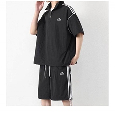 美式三条杠冰丝休闲男装夏季运动套装男款搭男生速干衣服TZ116p50，男装防晒衣，电商D315