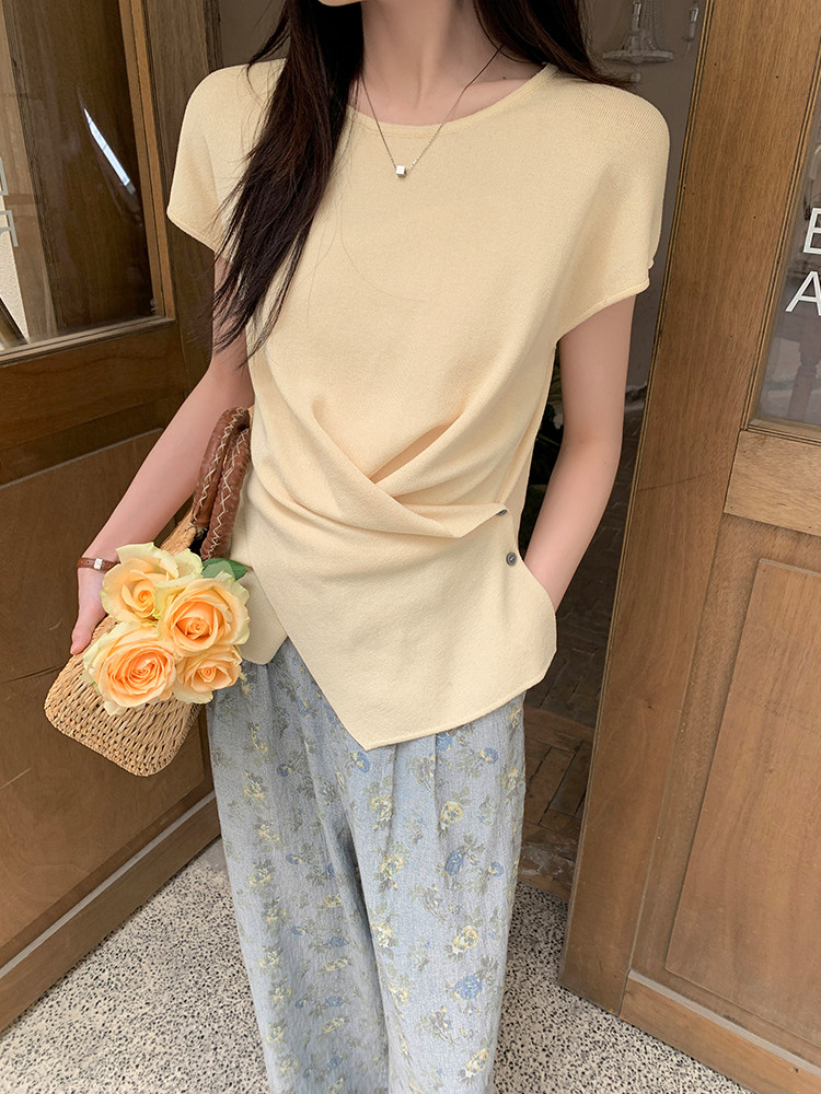 时尚休闲短袖阔腿裤套装女2025夏季新款显瘦松弛感穿搭2件套,女装套装/套裙,玖莱伊
