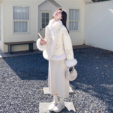 好数据大货刺绣新中式狐狸毛羽绒服90绒196-8855-P425控638，女装羽绒服，2C196