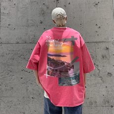 高街做旧水洗蜡染潮牌宽松短袖t恤美式复古517A-2-SX212-P38，男装T恤，星座517A-2