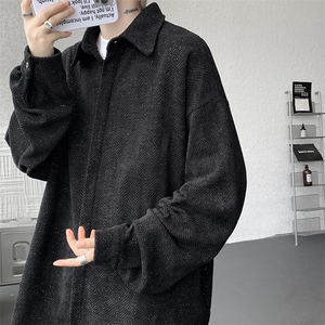8XL-M人字纹小香风衬衫男生春秋衬衣宽松慵懒垂感外套CS29008P45图片