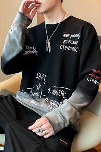 秋季渐变色套头卫衣男连帽潮流百搭宽松运动休闲男潮牌DF17T图片