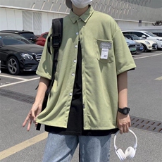 短袖衬衫男夏季外套衬衣潮流春秋季新款港风休闲五分袖CY1168-P36，男装T恤，星座412-3