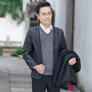 风唐装中老年可脱卸内胆休闲长袖爸爸装白鸭羽绒服TF028-235图片